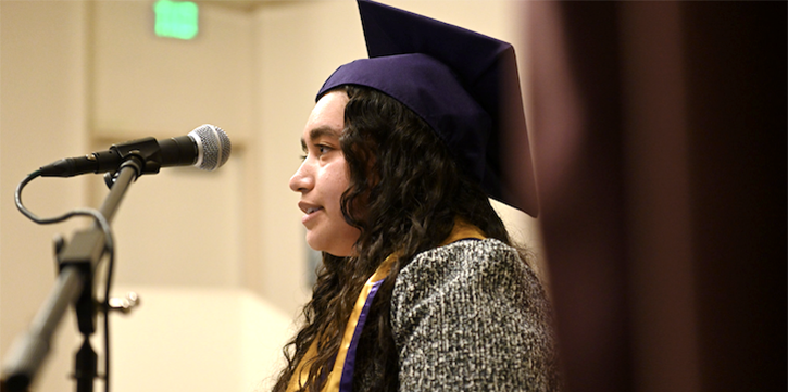 Guest speaker student Alanis Galdamez at 2023 graduation