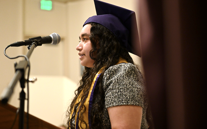 Guest speaker student Alanis Galdamez at 2023 graduation
