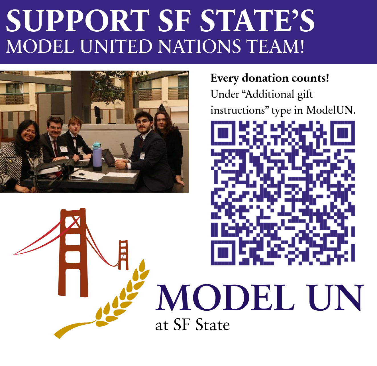 QR code to donate to ModelUN