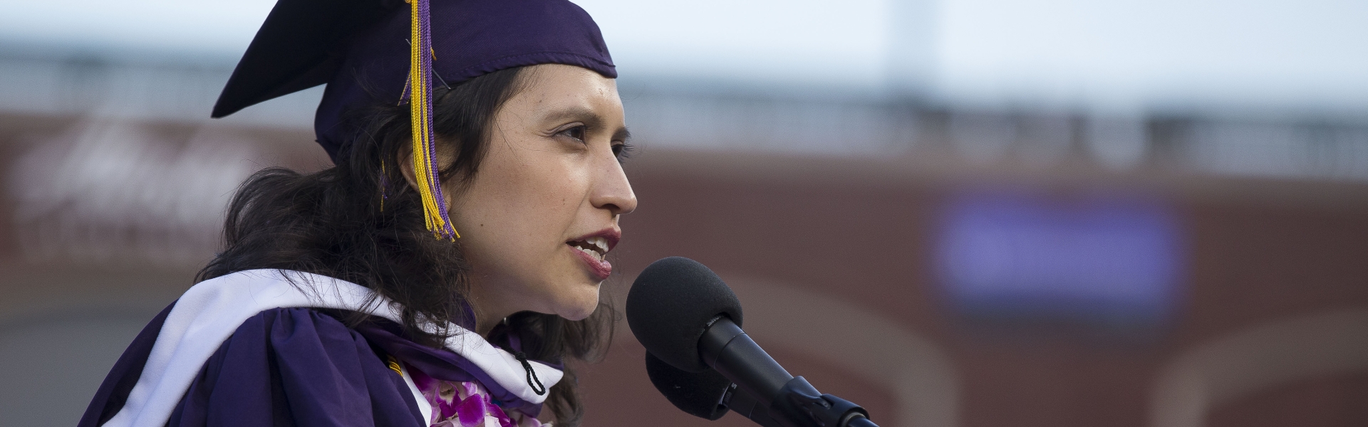 Sanabria Lozano at commencement speaking
