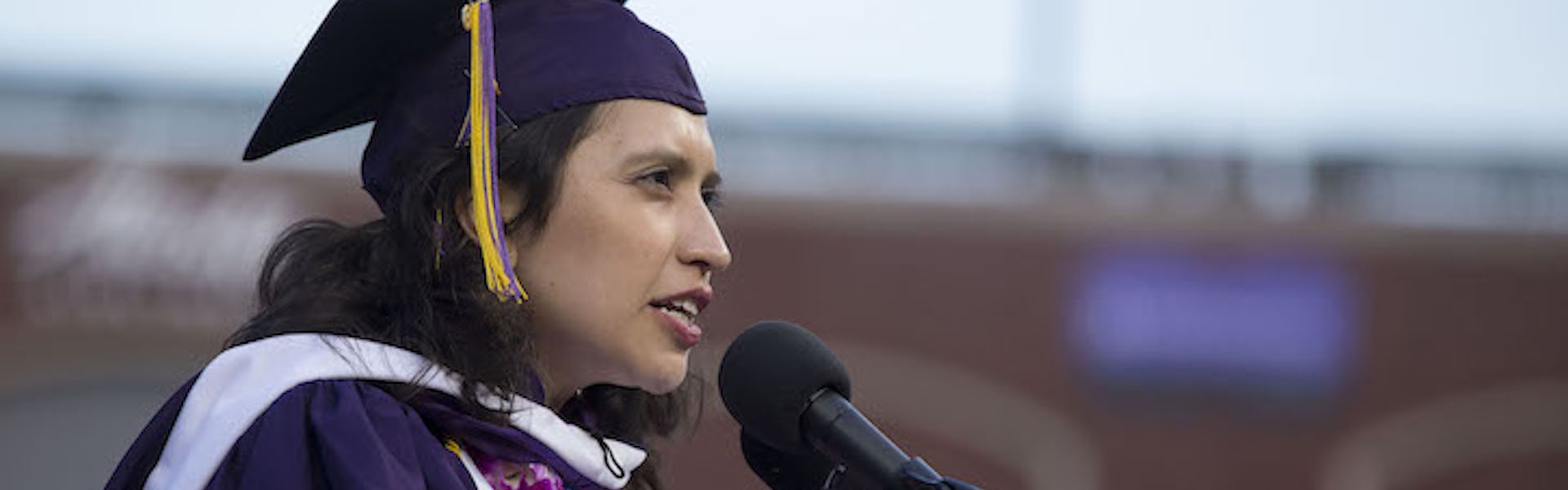 Sanabria Lozano at commencement speaking